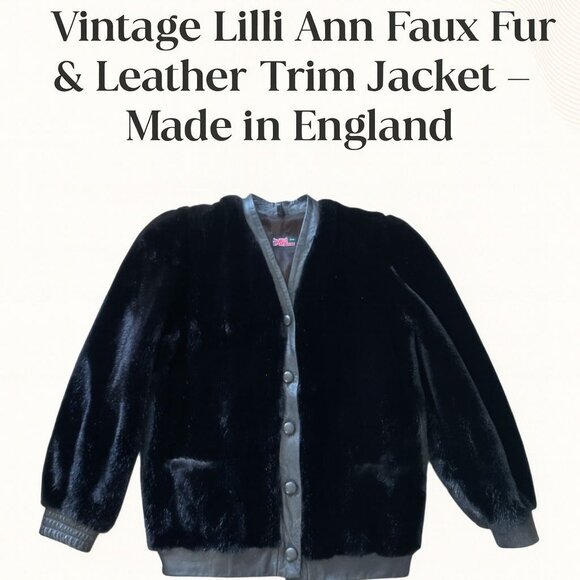 Lilli Ann Jackets & Blazers - Vintage Lilli Ann Faux Fur Leather Trim Jacket 1960s England Sz M